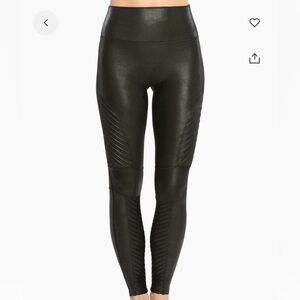 Spanx Faux Leather Moto Leggings - Black